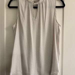 Ann Taylor White and Gray Sleeveless Blouse